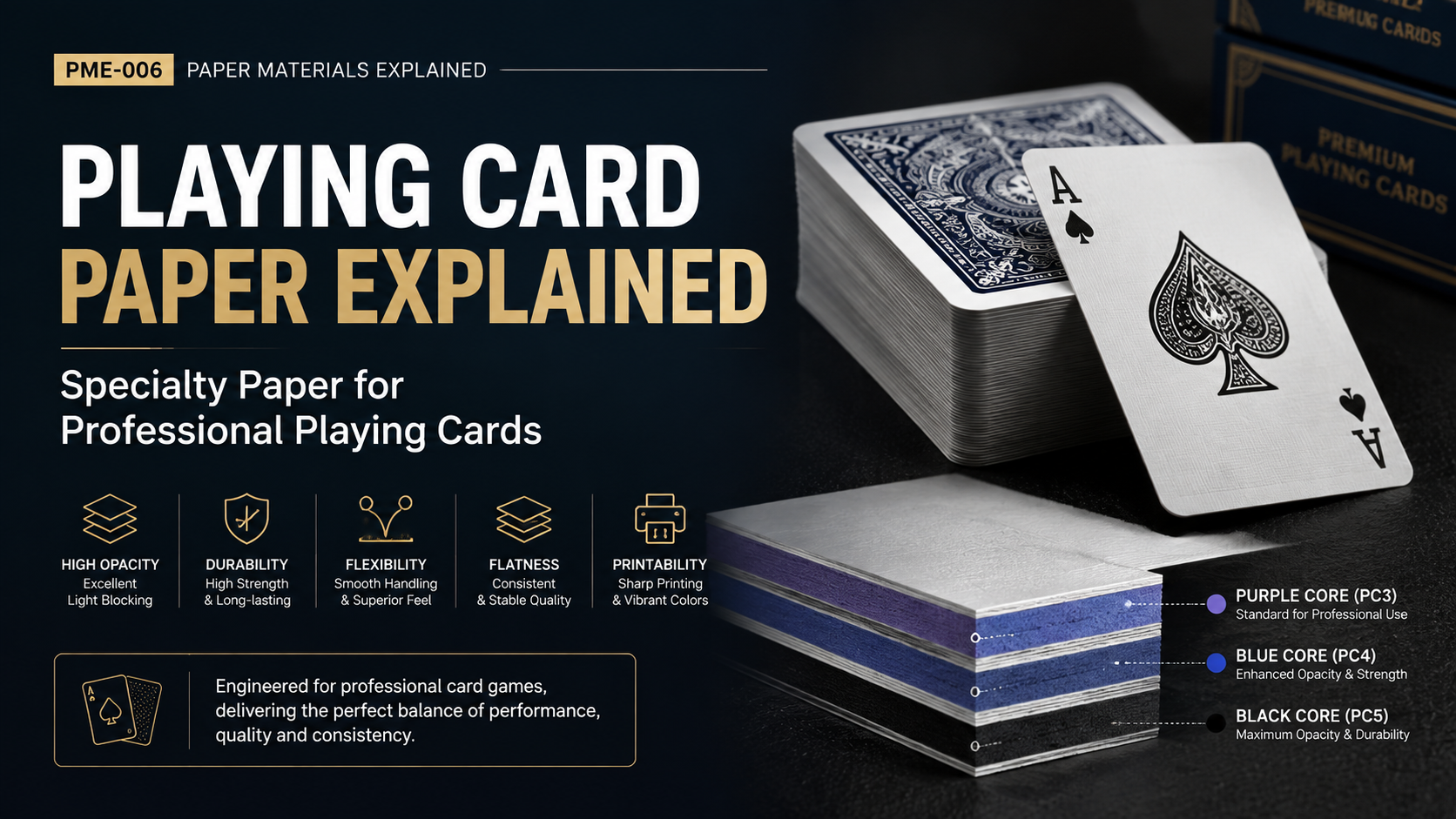 Playing Card Paper Explained - PC3, PC4, PC5 Core Structure and Performance Card Stock